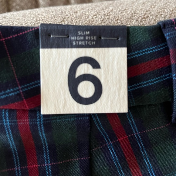 NWT GAP Slim Ankle Pants High Rise Tartan Plaid Preppy Multicolor Women's Size 6 - Picture 6 of 7